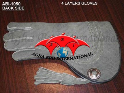 Green Nubuck Leather Falconry Glove in Four Layers (ABI-1050)