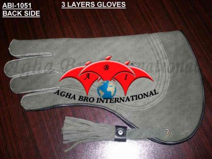 Green Nubuck Leather Falconry Glove in Three Layers (ABI-1051)