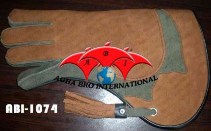 Tan + Green Nubuck Leather Falconry Glove (ABI-1074)